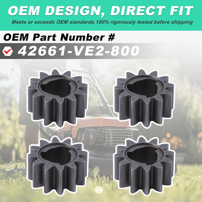 Adefol 4 Pack 42661-VE2-800 Pinion Gear - 12 Teeth Drive Gear for Honda HRM215 HRB215 HRS216 Lawn Mower, 12T Pinion Gear Lawn Mower Parts Fits HRB216K4 HRB216K5 Models Replace 42661-VE2-800 - Image 3